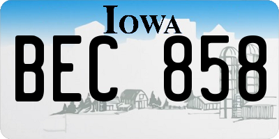 IA license plate BEC858