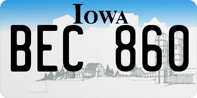 IA license plate BEC860