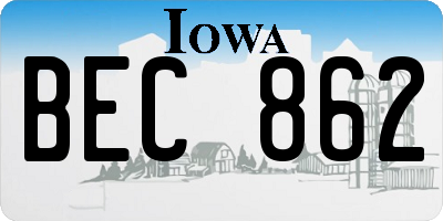 IA license plate BEC862
