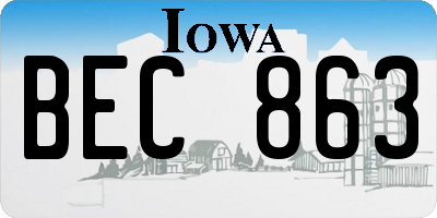 IA license plate BEC863