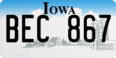 IA license plate BEC867