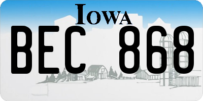 IA license plate BEC868