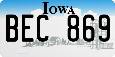 IA license plate BEC869
