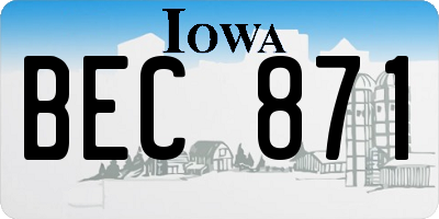 IA license plate BEC871