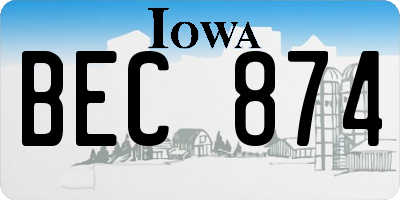 IA license plate BEC874