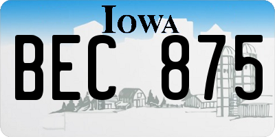 IA license plate BEC875