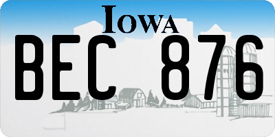 IA license plate BEC876