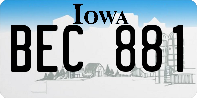 IA license plate BEC881