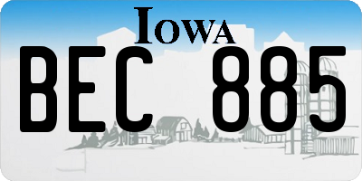 IA license plate BEC885