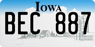 IA license plate BEC887