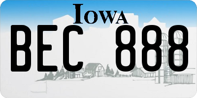IA license plate BEC888