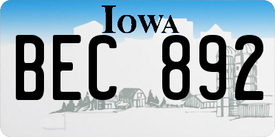 IA license plate BEC892