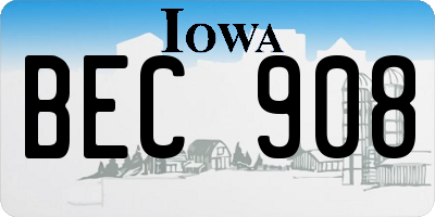 IA license plate BEC908