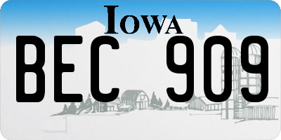 IA license plate BEC909