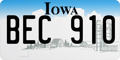 IA license plate BEC910