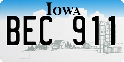 IA license plate BEC911