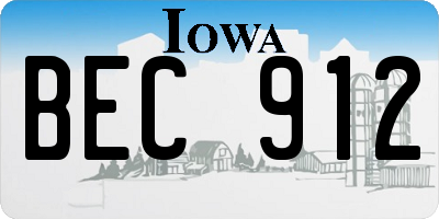 IA license plate BEC912
