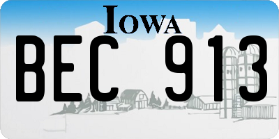 IA license plate BEC913