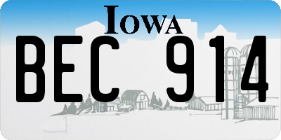 IA license plate BEC914