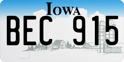 IA license plate BEC915