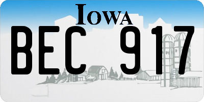 IA license plate BEC917