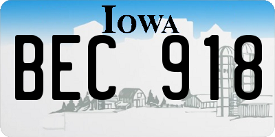 IA license plate BEC918