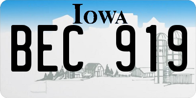IA license plate BEC919