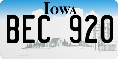 IA license plate BEC920