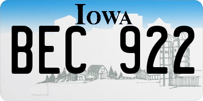 IA license plate BEC922