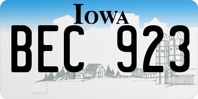 IA license plate BEC923