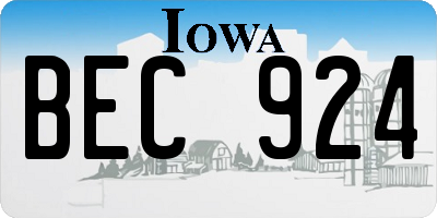 IA license plate BEC924