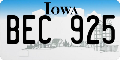 IA license plate BEC925