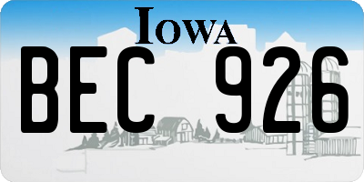 IA license plate BEC926