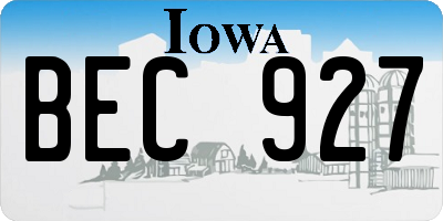 IA license plate BEC927