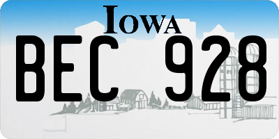 IA license plate BEC928