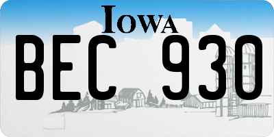 IA license plate BEC930