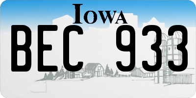 IA license plate BEC933