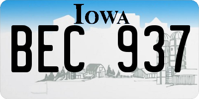 IA license plate BEC937