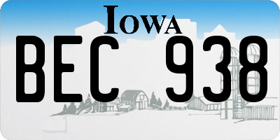 IA license plate BEC938