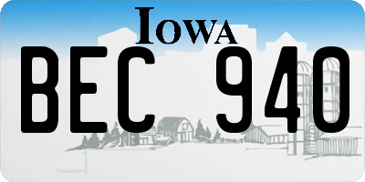 IA license plate BEC940