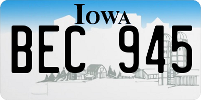 IA license plate BEC945
