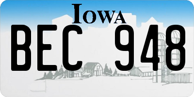 IA license plate BEC948
