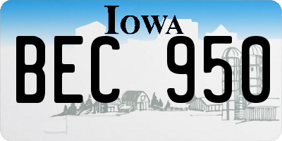 IA license plate BEC950