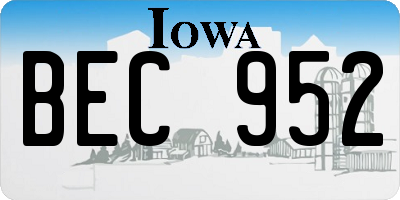 IA license plate BEC952