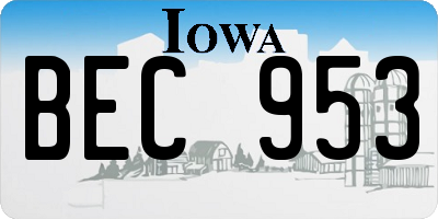 IA license plate BEC953
