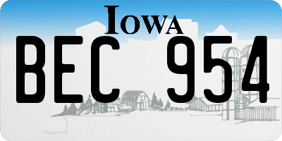 IA license plate BEC954
