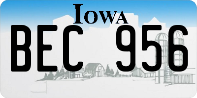 IA license plate BEC956