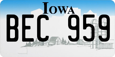 IA license plate BEC959