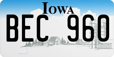IA license plate BEC960