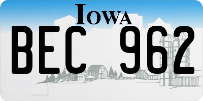IA license plate BEC962